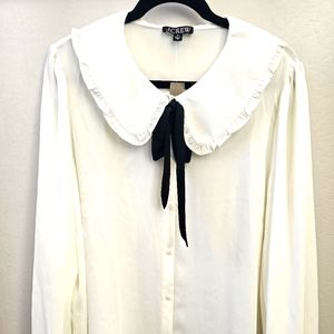 JCrew NWT Ivory Blouse with Detachable Bow Size 20